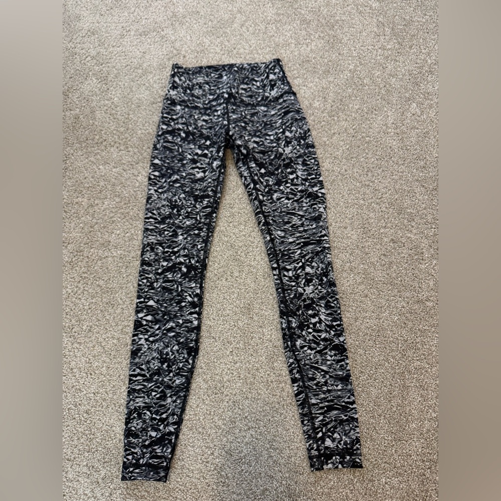 Lululemon Wunder Under Chirasu‎ Black White High Rise Leggings 6